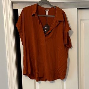 Ava & Viv Women's Terracotta Button Down Shirt